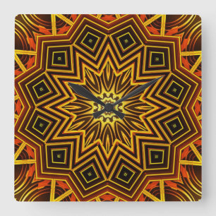 Relógio Quadrado Caleidoscópio Art 8 Wall Clocks e opções numér