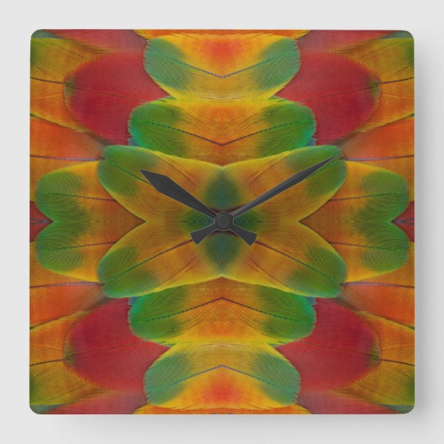 Relógio Quadrado Caleidoscópio de papagaio (Frente)