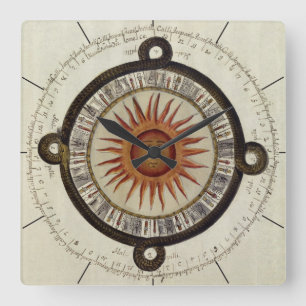Relógio Quadrado CALENDÁRIO AZTEC Antiga cronologia mexicana