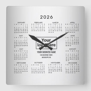 Relógio Quadrado Calendário de Logotipo Personalizado de Fundo para