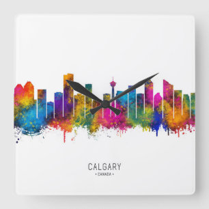 Relógio Quadrado Calgary Canada Skyline