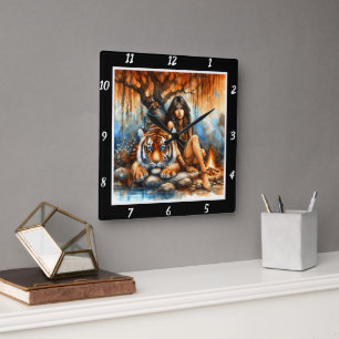 Relógio Quadrado Caminhos Nativos: O Tigre Rastreia o Willow