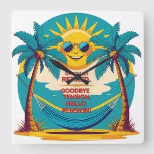 Relógio Quadrado Camisa De Retirada Funny Oficialmente Aposentada