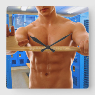 Relógio Quadrado camisa SlipperyJoe do homem musculoso abdômen peit
