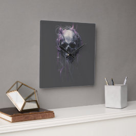 Relógio Quadrado Camiseta Ethereal Skull Abstract Grunge Dark Art