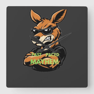 Relógio Quadrado Camiseta Preta de Algodão com Estilo de Canguru Le
