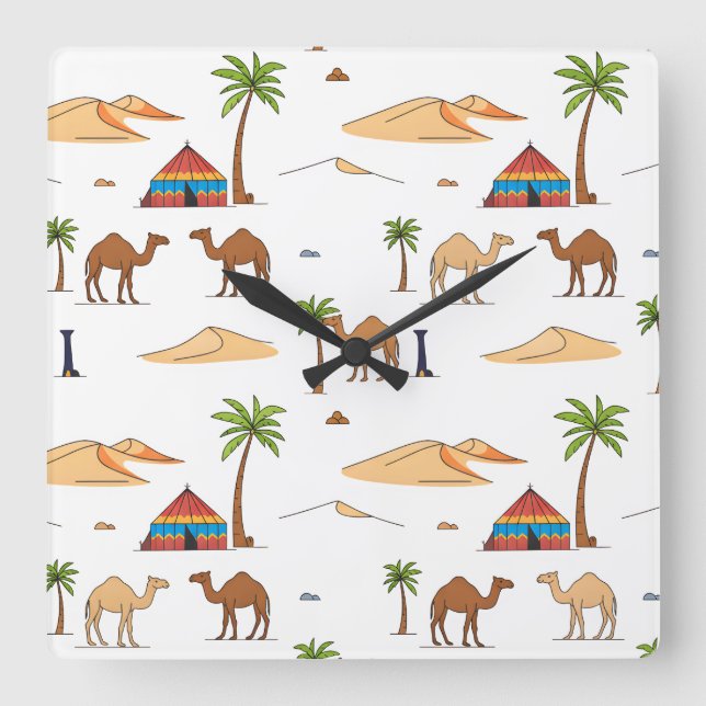 Relógio Quadrado Camping du désert du Sahara marocain (Frente)