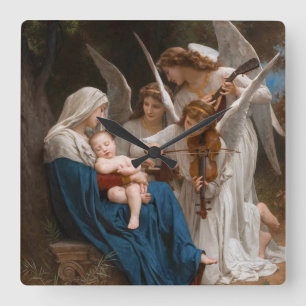 Relógio Quadrado Canção dos Anjos por William-Adolphe Bouguereau
