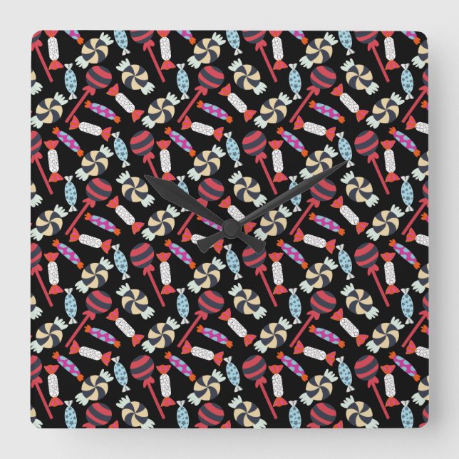 Relógio Quadrado Candy pattern | Lollies pattern | lollipop 14 (Frente)