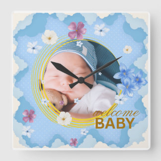 Relógio Quadrado Caneca de Café Personalizada com Foto do Bebê Meni