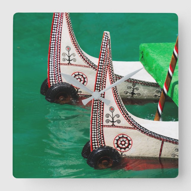 Relógio Quadrado Canoa Pessoas aborígena (Frente)