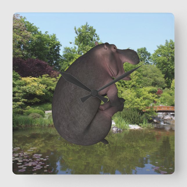 Relógio Quadrado Canonball Hippo (Frente)