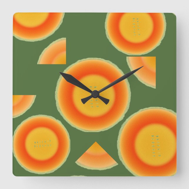 Relógio Quadrado Cantalope Cantaloupe Fruta Wall Clock (Frente)