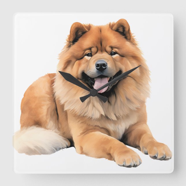 RELÓGIO QUADRADO CÃO DE ESCOLHA VERMELHO FLUFFY (Frente)