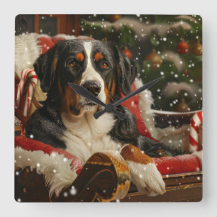 Relógio Quadrado Cão Montanhês Suíço Maior Natal Festivo