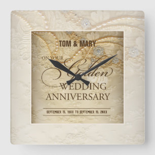 Relógio Quadrado Capas personalizáveis de 50º aniversário de casame