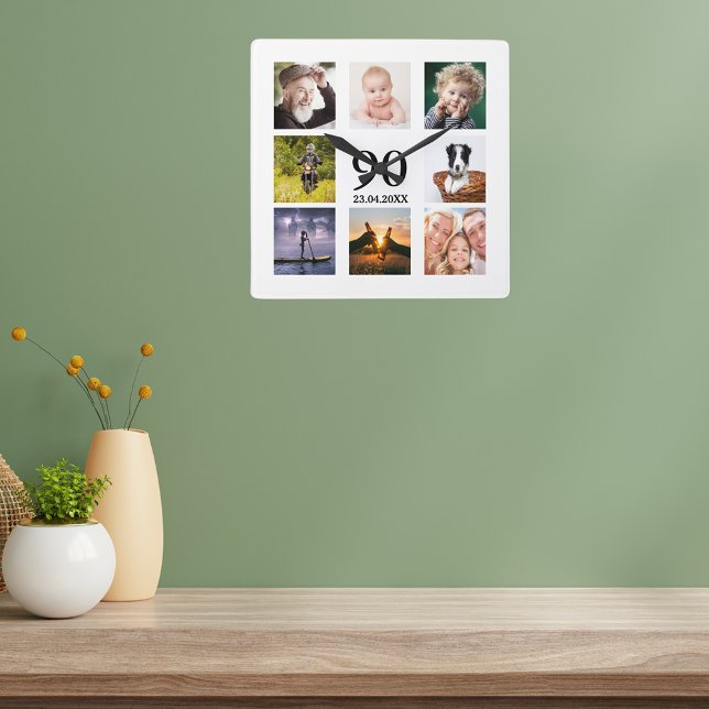 Relógio Quadrado cara de 90 de colagem de fotos (Criador carregado)