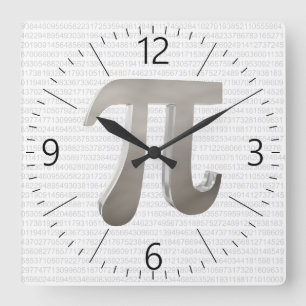 Relógio Quadrado Caráter bonito do pi do metal