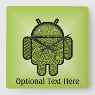 Relógio Quadrado Caráter do Doodle das bolhas para o robô de