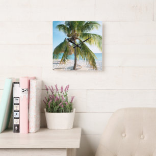 Relógio Quadrado Caribe Beach Bliss #1 #wall #art
