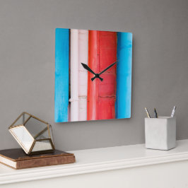 Relógio Quadrado Caribe cores - abstrato