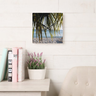 Relógio Quadrado Caribe Praia Feliz #6 #tropical #wall #art