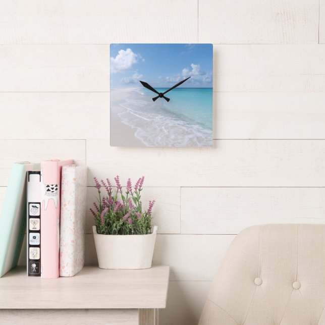 Relógio Quadrado Caribe Sonho de Ilha 1 (Sala de leitura)