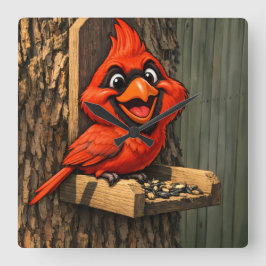 Relógio Quadrado Caricatura de Cardinal