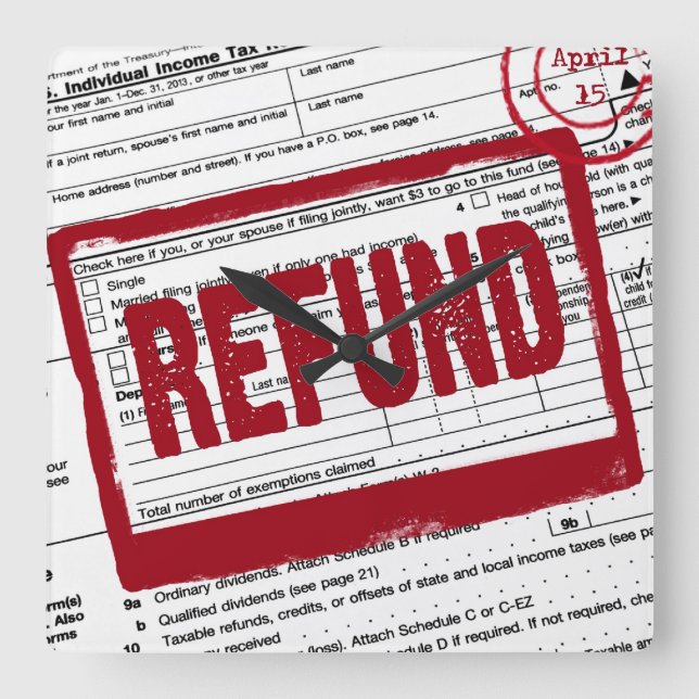 Relógio Quadrado Carimbo de Reembolso de Imposto de Renda (Frente)