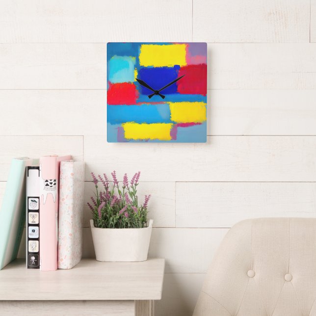 Relógio Quadrado "Carnaval de Cobalto" Abstrato Art (Sala de leitura)