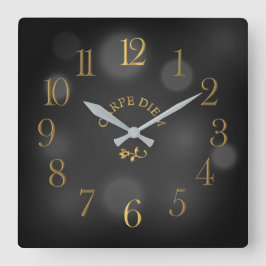Relógio Quadrado Carpe Diem Black Bokeh Acryall Clock