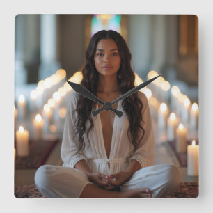 Relógio Quadrado CARPE DIEM - Meditação - Yoga