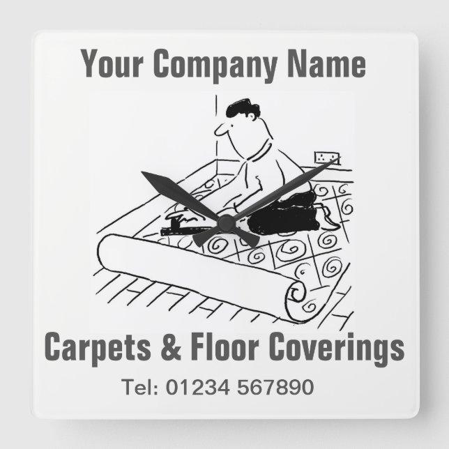 Relógio Quadrado Carpets & Floor Coverings Cartoon (Frente)