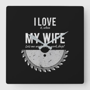 Relógio Quadrado Carpinteiro Funny Wood trabalhando presente no Nat