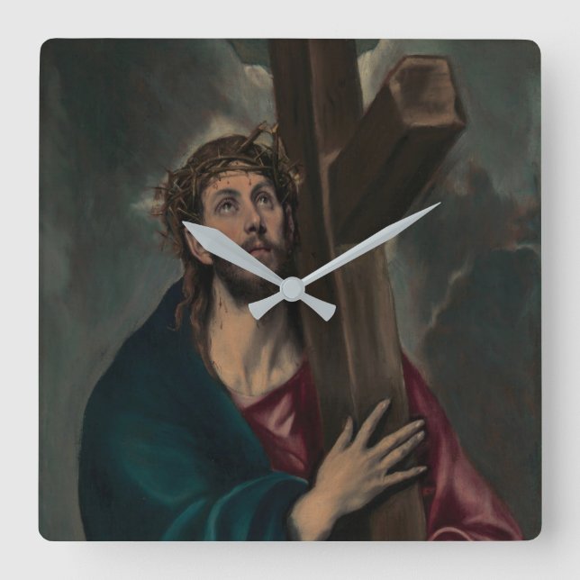 Relógio Quadrado Carregando da cruz (Frente)