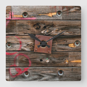 Relógio Quadrado Carretel de madeira rústico de madeira industrial