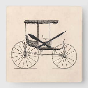 Relógio Quadrado Carrinho antigo puxado a cavalo da carruagem dos