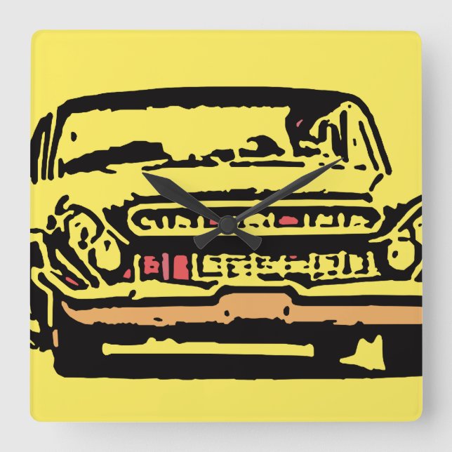 Relógio Quadrado Carro clássico (Frente)