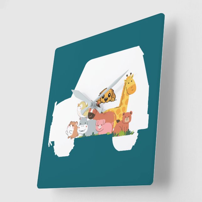 Relógio Quadrado Carro divertido (Ângulo)