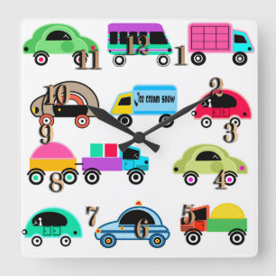 Relógio Quadrado Carros engraçados