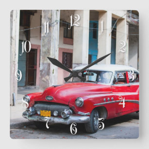 Relógio Quadrado Carros retrorreflectores na rua Havana