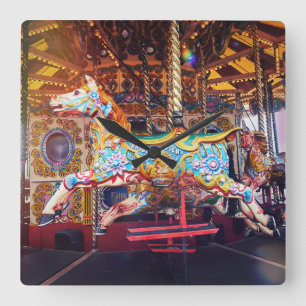 Relógio Quadrado Carrossel Horse
