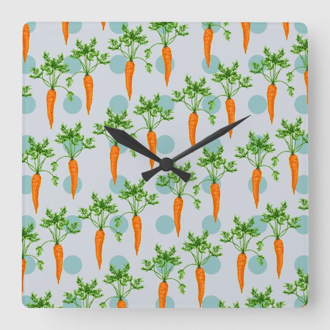 Relógio Quadrado Carrot vegetable pattern (Frente)