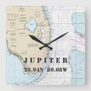 Relógio Quadrado Carta náutica da longitude da latitude de Jupiter