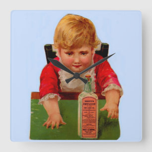 Relógio Quadrado Cartão de comércio do Victorian: Óleo de rícin