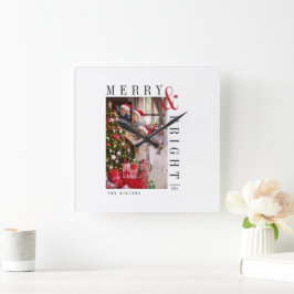 Relógio Quadrado Cartão de Natal da Família Moderno Roteiro de Féri