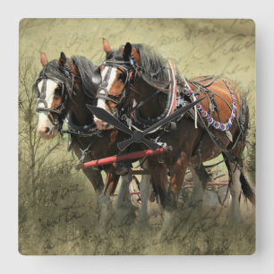 Relógio Quadrado Cartão-postal Vintage Weathered Clydesdale