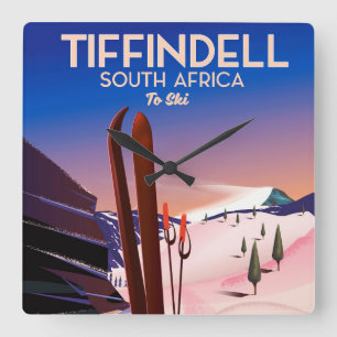Relógio Quadrado Cartaz de esqui Tiffindell África do Sul