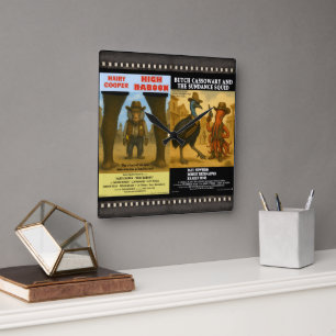 Relógio Quadrado Cartaz de Paródia de Filme Animal Ocidental