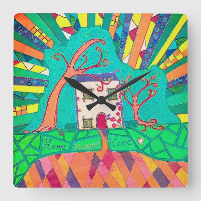 Relógio Quadrado Casa doce (Frente)